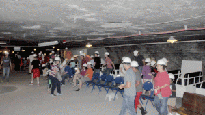 crowd of tourists in the museum